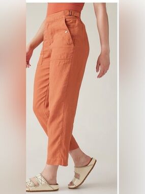 Athleta Voyager Linen Cropped Pants in Sunbaked Clay Size 6